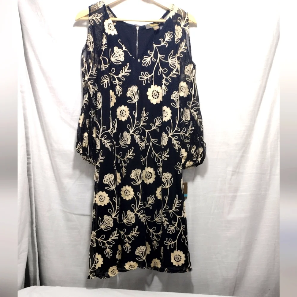 Melonie T Embroidered Floral Cold-Shoulder Sheer Mini Dress - Picture 12 of 16